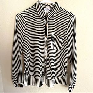 Black + White Long Sleeve Button Down
